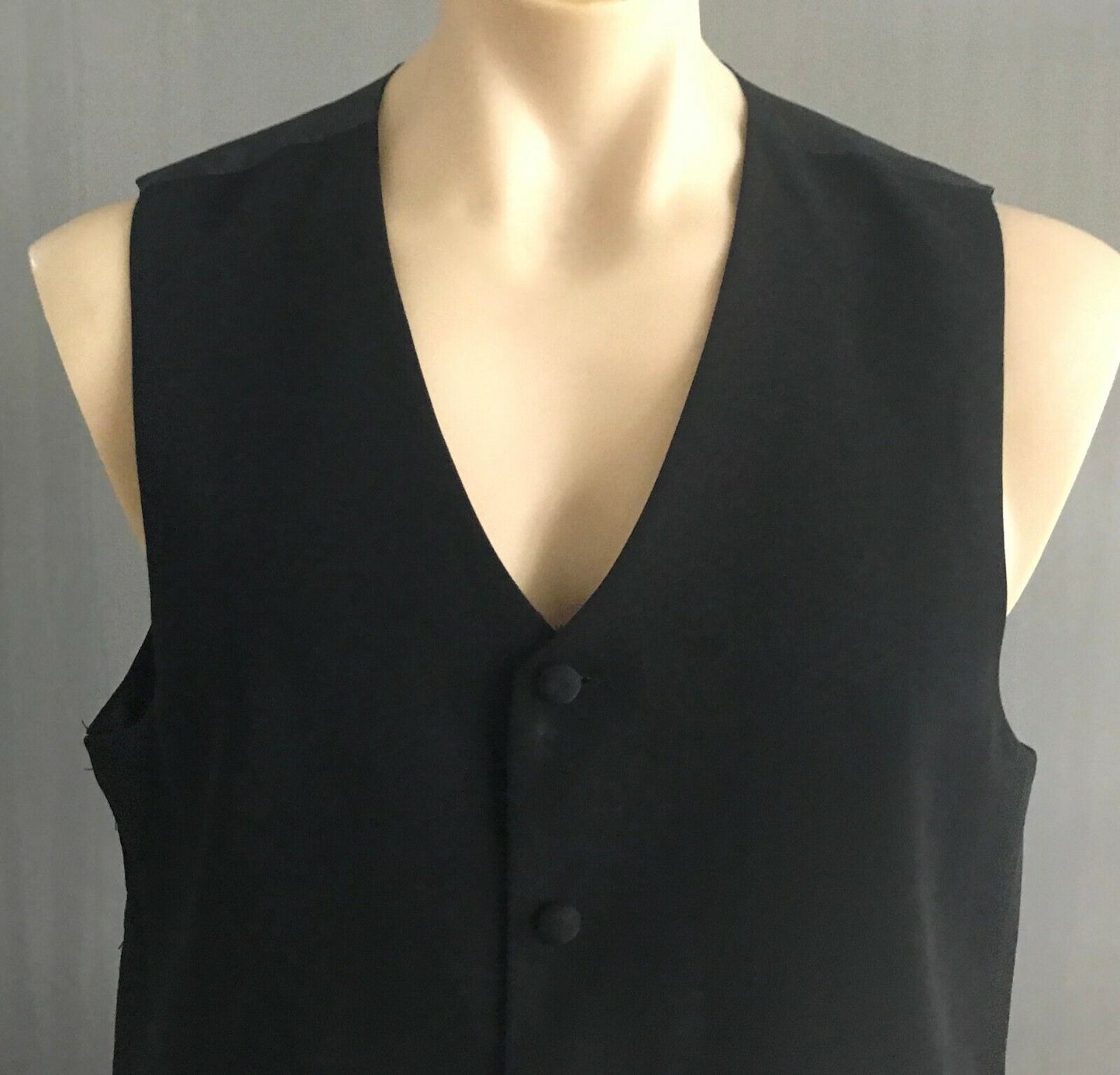 ROGUE Vest Mens Waistcoat 1980's Black Size M Chest 108cm Retro