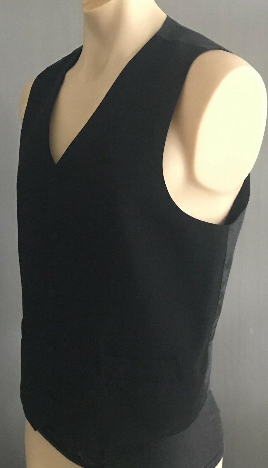 ROGUE Vest Mens Waistcoat 1980's Black Size M Chest 108cm Retro