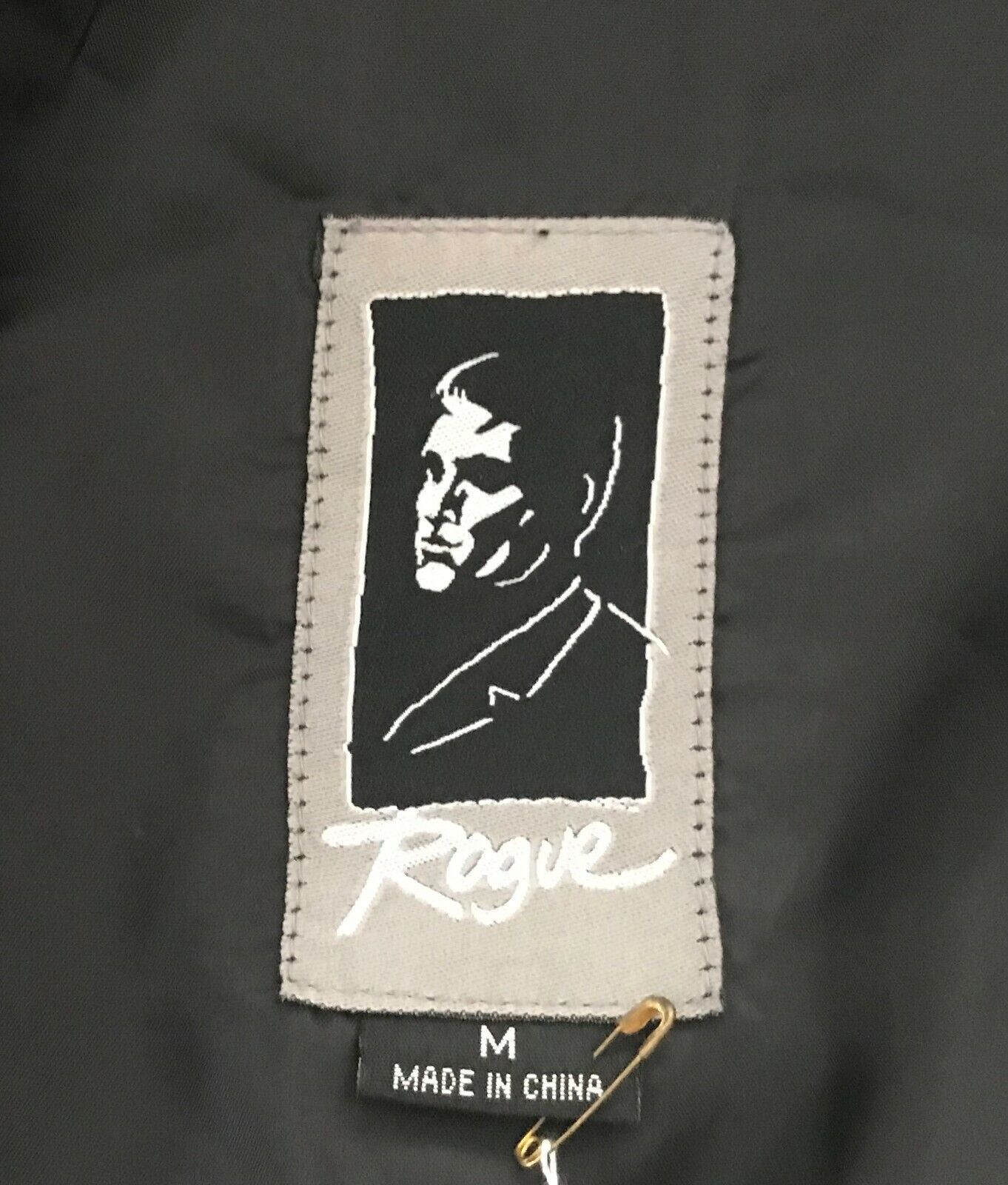 ROGUE Vest Mens Waistcoat 1980's Black Size M Chest 108cm Retro