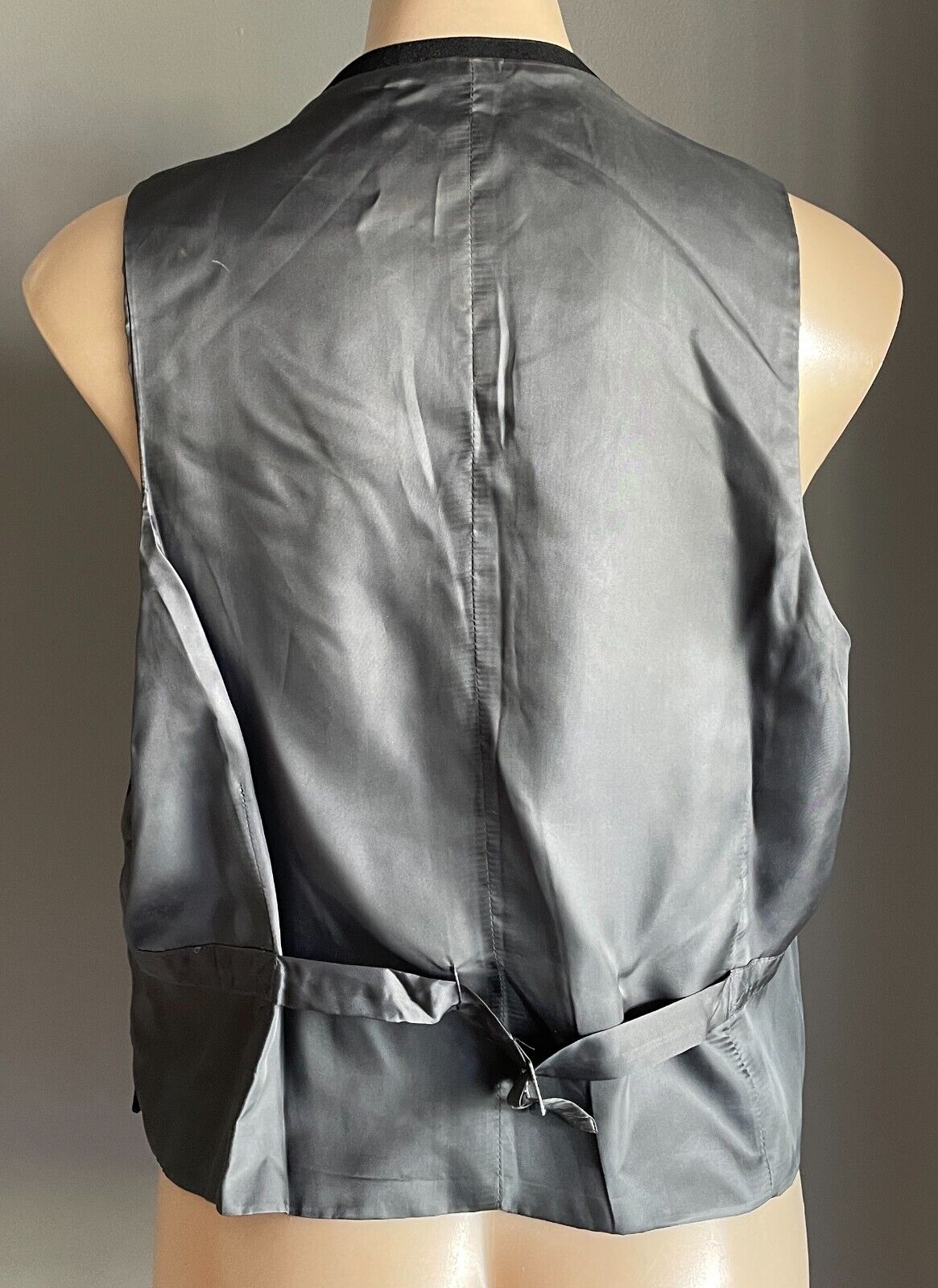 SOLOE Waistcoat BLACK VEST Sleeveless Button Front To Fit Chest 106cm Vtg