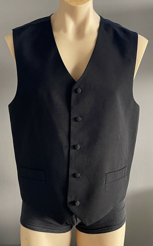 Mens Waistcoat 1980's ROGUE Vest Black Size L Chest 112cm Formal Hipster