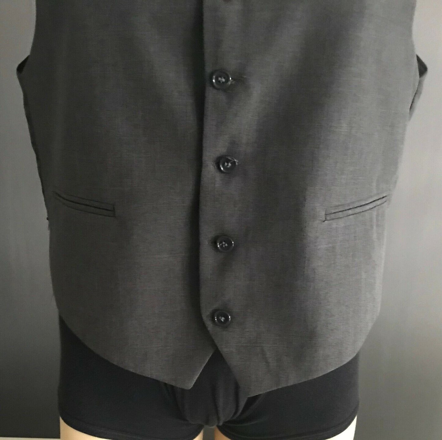 Mens Waistcoat Vest Grey Formal Size M Chest 108cm 1920's Costume