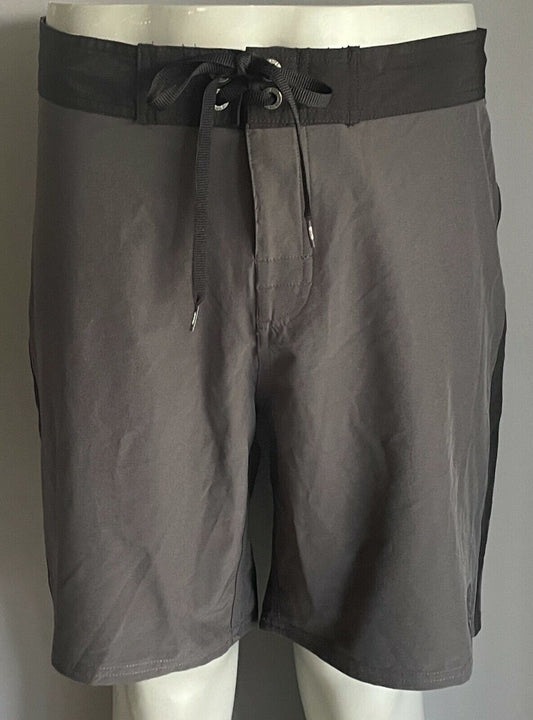 Mens BoardShorts OCEAN & EARTH WARP Grey Black Trim "Free Flex" Long Size 38 NEW