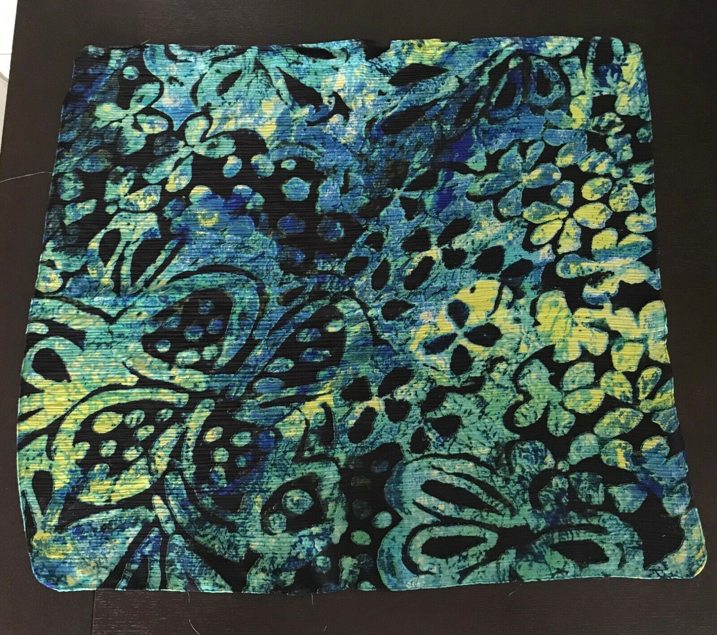 Neck SCARF Semi Sheer Black Green Blue Yellow Floral Print Viscose India NEW