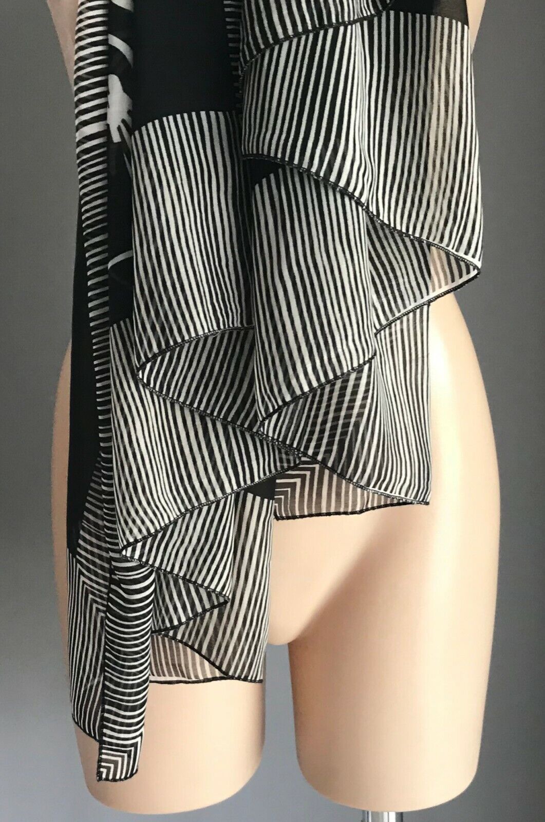 ROSES Neck Scarf Vintage Semi Sheer Colourful Floral & Stripe Print Wrap Stunner