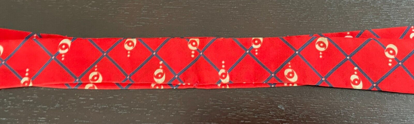 Mens Vintage NeckTie ASCOT CRAVAT Red Navy Beige Print Classic Formal Tie