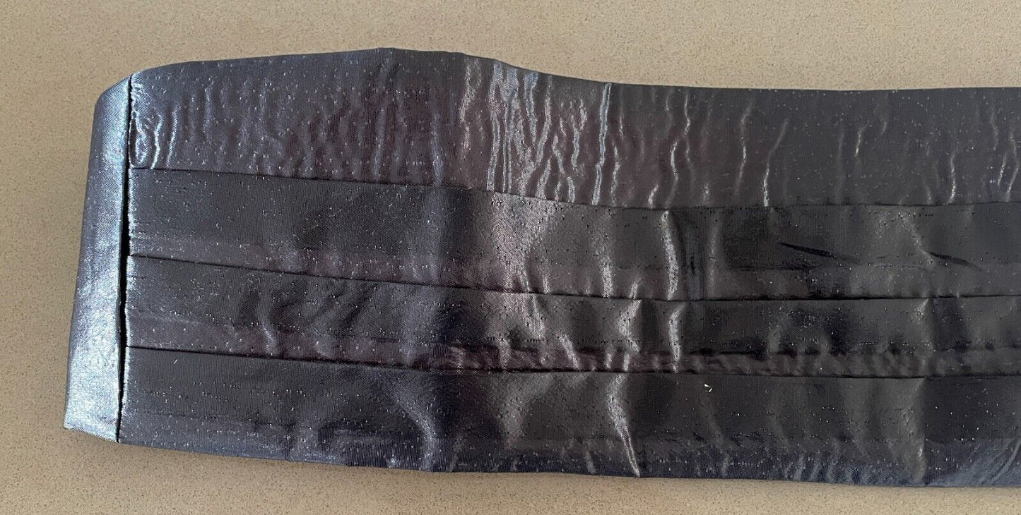 LIDO Cummerbund Black Shiny Adjustable Formal Waist Band Vintage Mens NEW