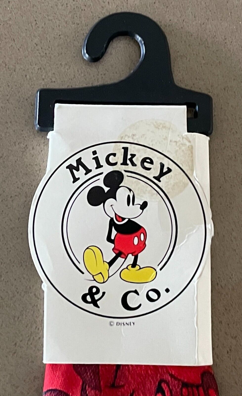 Mens Pocket Square Mickey Mouse MICKEY & CO Red & Black Jacquard  Print