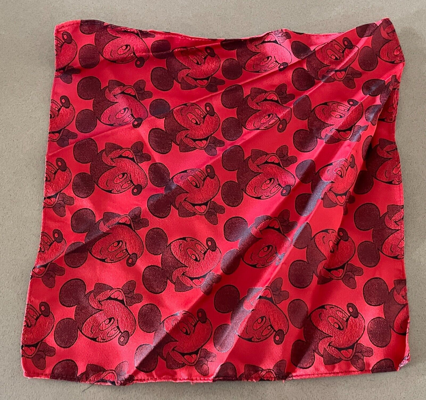 Mens Pocket Square Mickey Mouse MICKEY & CO Red & Black Jacquard  Print