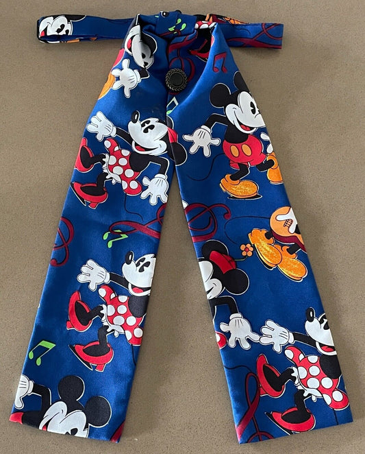 JOHN & LOIS Cravat Mickey Mouse Minnie Puff NeckTie Button Trim Pre-tied Adjust