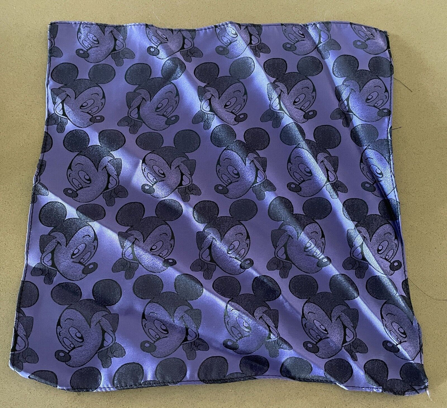 Mens Pocket Square Mickey Mouse MICKEY & CO Purple & Black Jacquard Print
