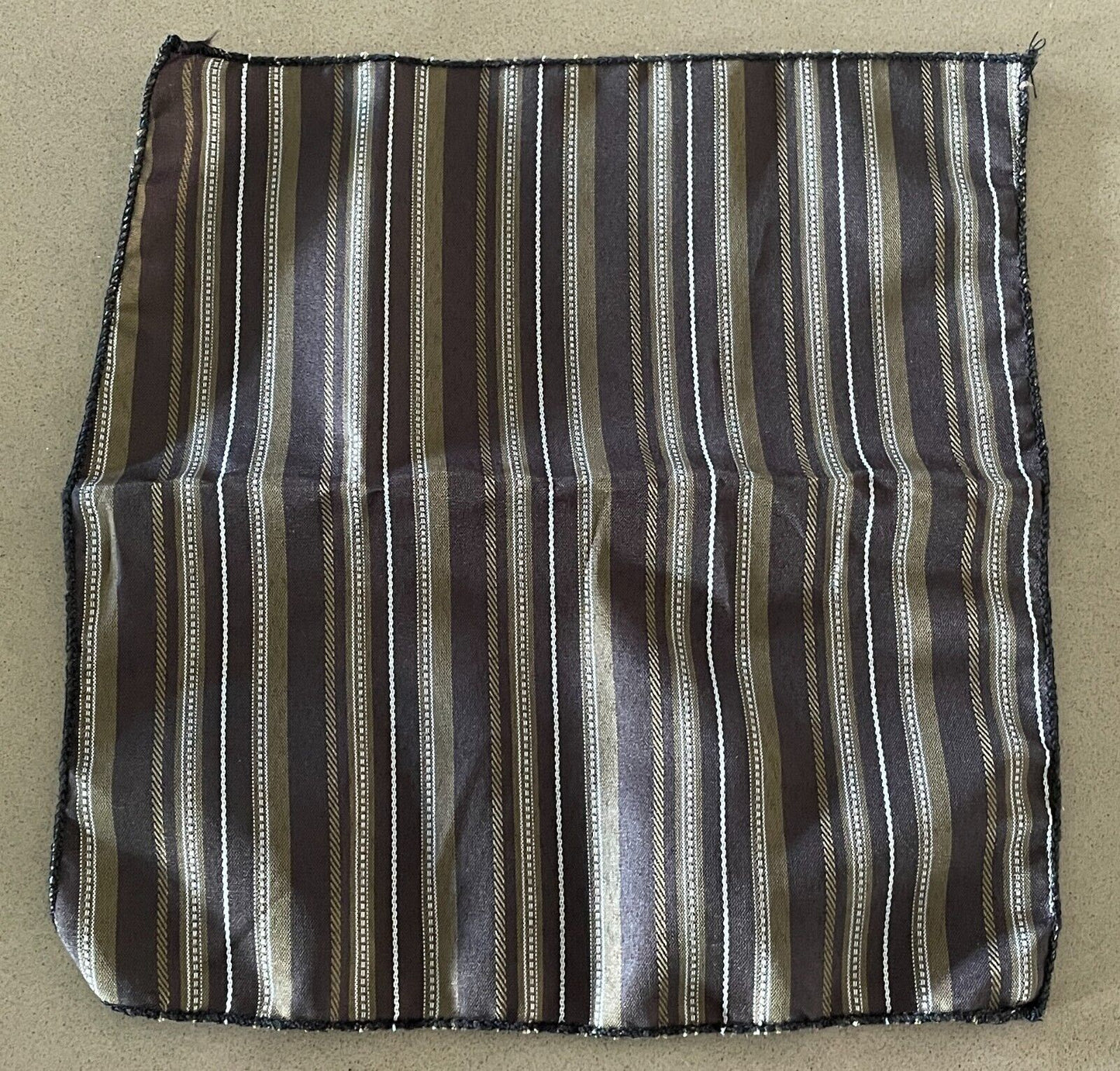 Mens Brown Silk Stripe NeckTie Cuff Links Pocket Handkerchief NEW IN GIFT BOX