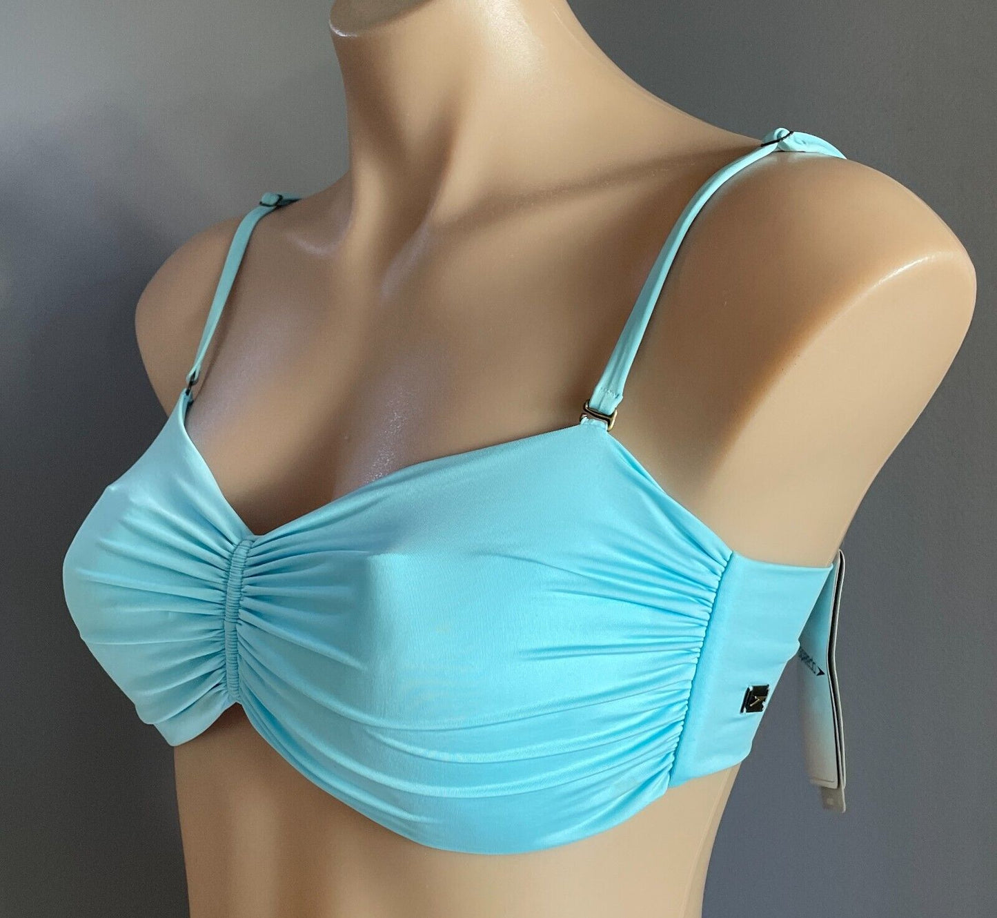 SPEEDO Bikini Top Light Blue Adjustable Shoulder Straps Tie Back Bra ONLY Sz 10