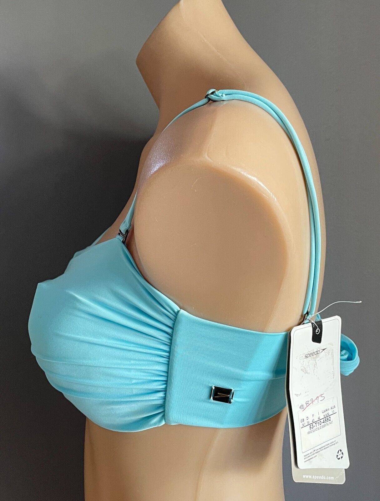 SPEEDO Bikini Top Light Blue Adjustable Shoulder Straps Tie Back Bra ONLY Sz 10