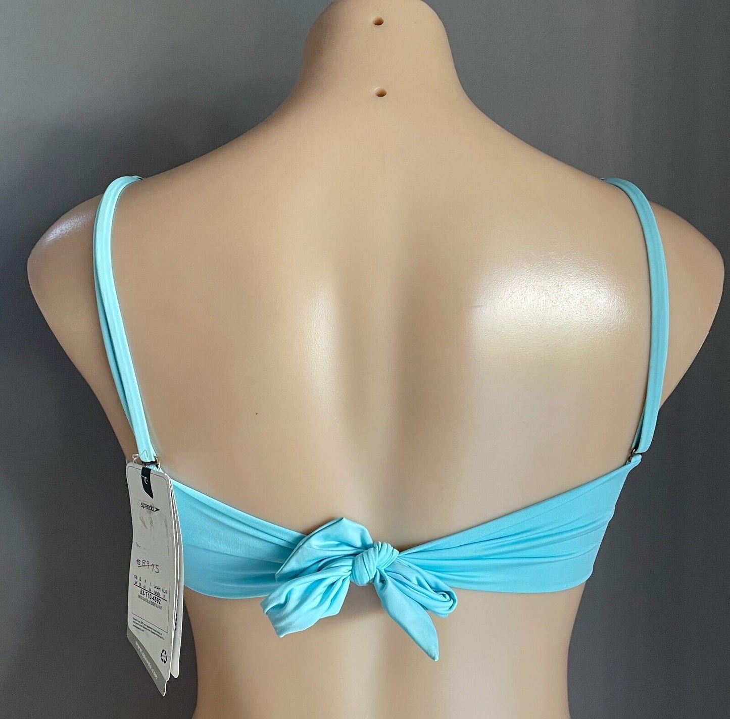 SPEEDO Bikini Top Light Blue Adjustable Shoulder Straps Tie Back Bra ONLY Sz 10
