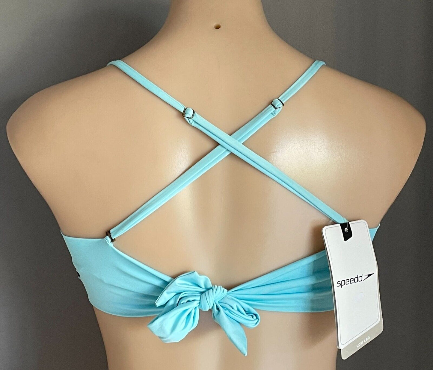 SPEEDO Bikini Top Light Blue Adjustable Shoulder Straps Tie Back Bra ONLY Sz 10