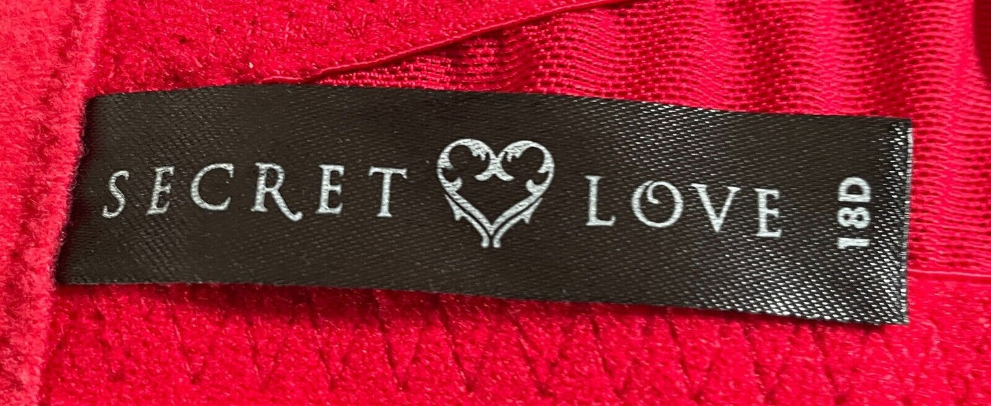 SECRET LOVE Bra 18D Red Lace Padded Underwire Adjustable Straps Size 18 D