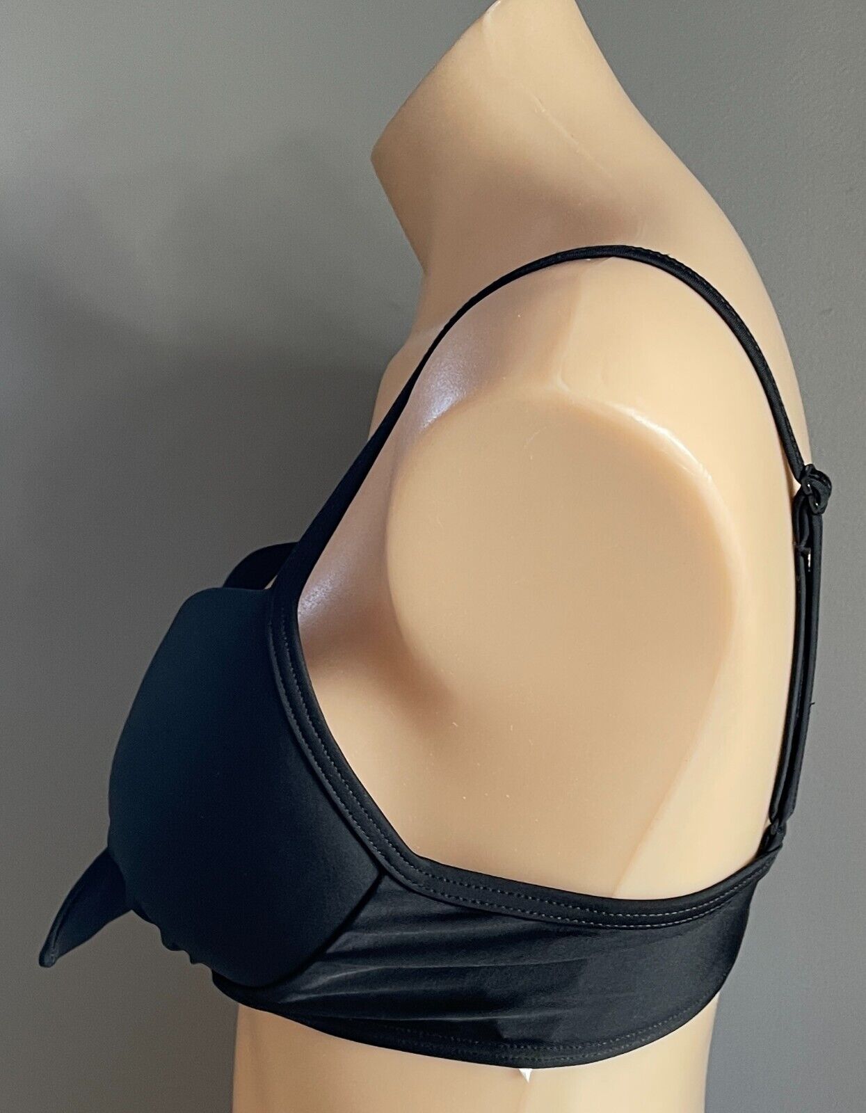 NOW Bikini Top Black Adjustable Shoulder Straps Push Up Bow Bra ONLY  10 C D NEW