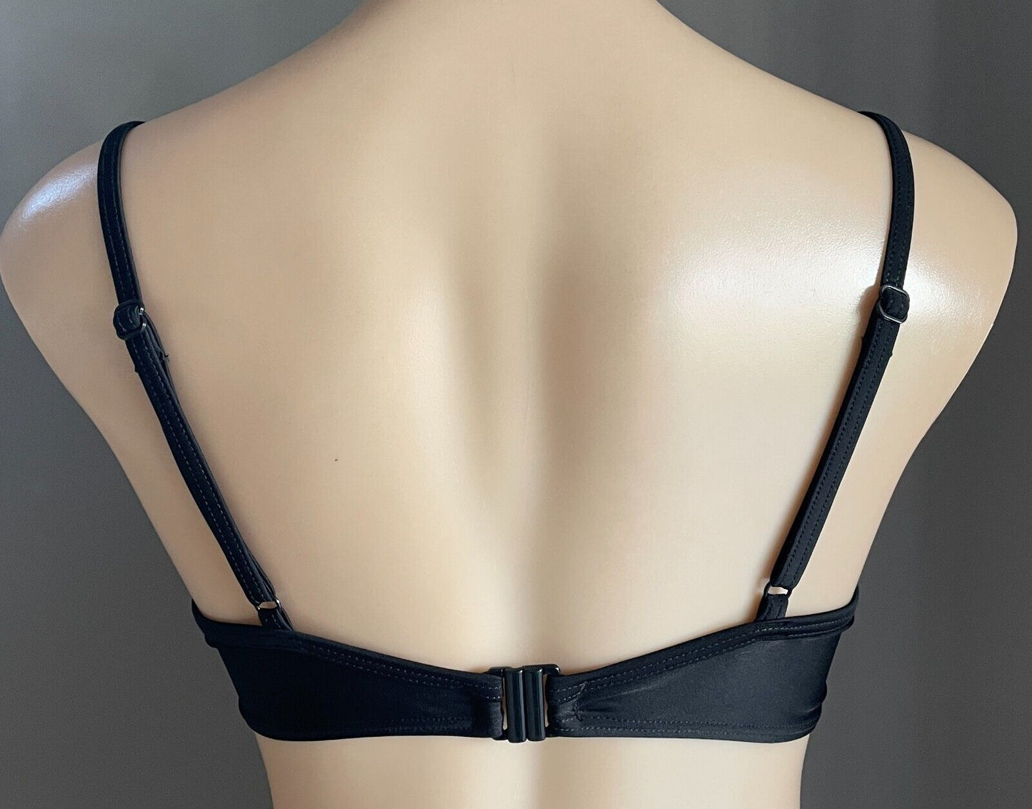 NOW Bikini Top Black Adjustable Shoulder Straps Push Up Bow Bra ONLY  10 C D NEW