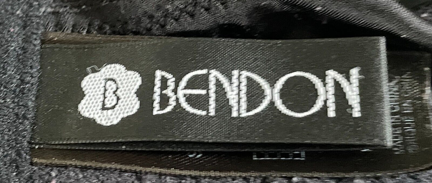 BENDON "Yvette" Bra 12D Black & Grey Floral Print Lace Trim Underwire