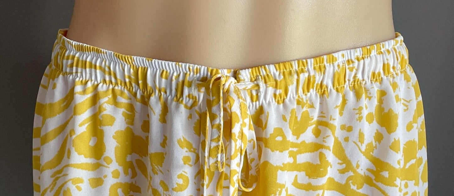 LILY LOVES Shorts Yellow White Stripe Animal Print Elastic Drawstring Size L NEW