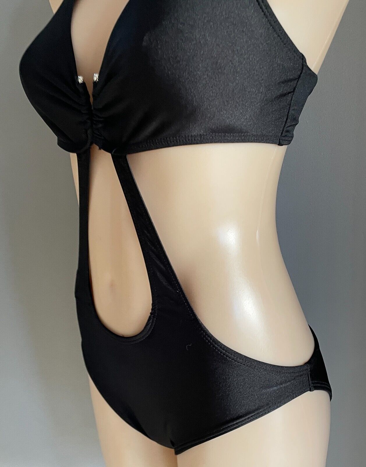 Swimsuit Halter Neck Cut Out Front & Back One Piece Size L 12 Monokini