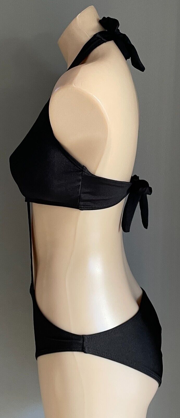Swimsuit Halter Neck Cut Out Front & Back One Piece Size L 12 Monokini