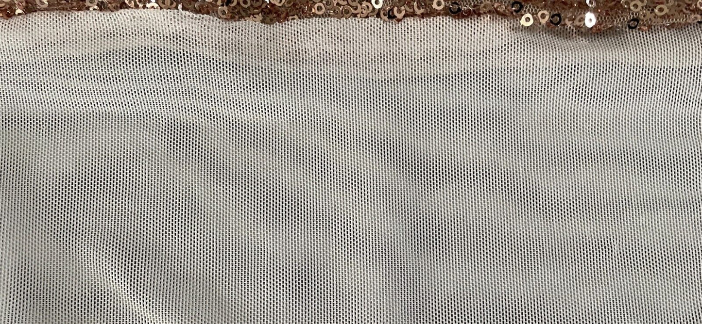 WHITE CLOSET Bodysuit White Mesh Net & Gold Sequin Short Sleeve Size 12  NEW