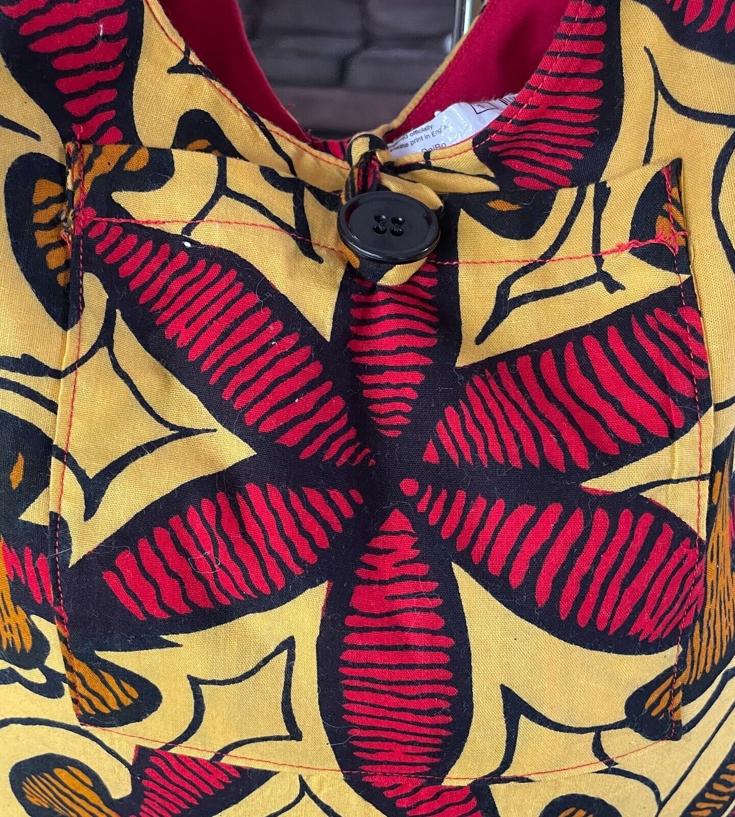 Vibrant Shoulder Bag Bright Yellow Red Black Mustard Abstract Print Fabric