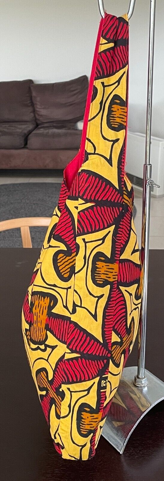 Vibrant Shoulder Bag Bright Yellow Red Black Mustard Abstract Print Fabric