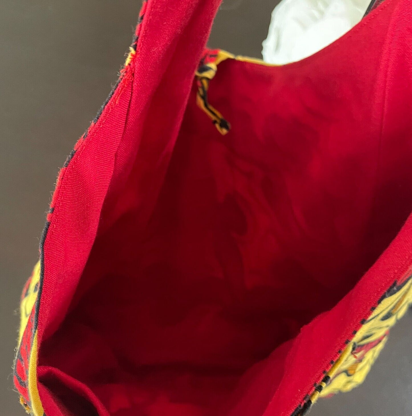 Vibrant Shoulder Bag Bright Yellow Red Black Mustard Abstract Print Fabric