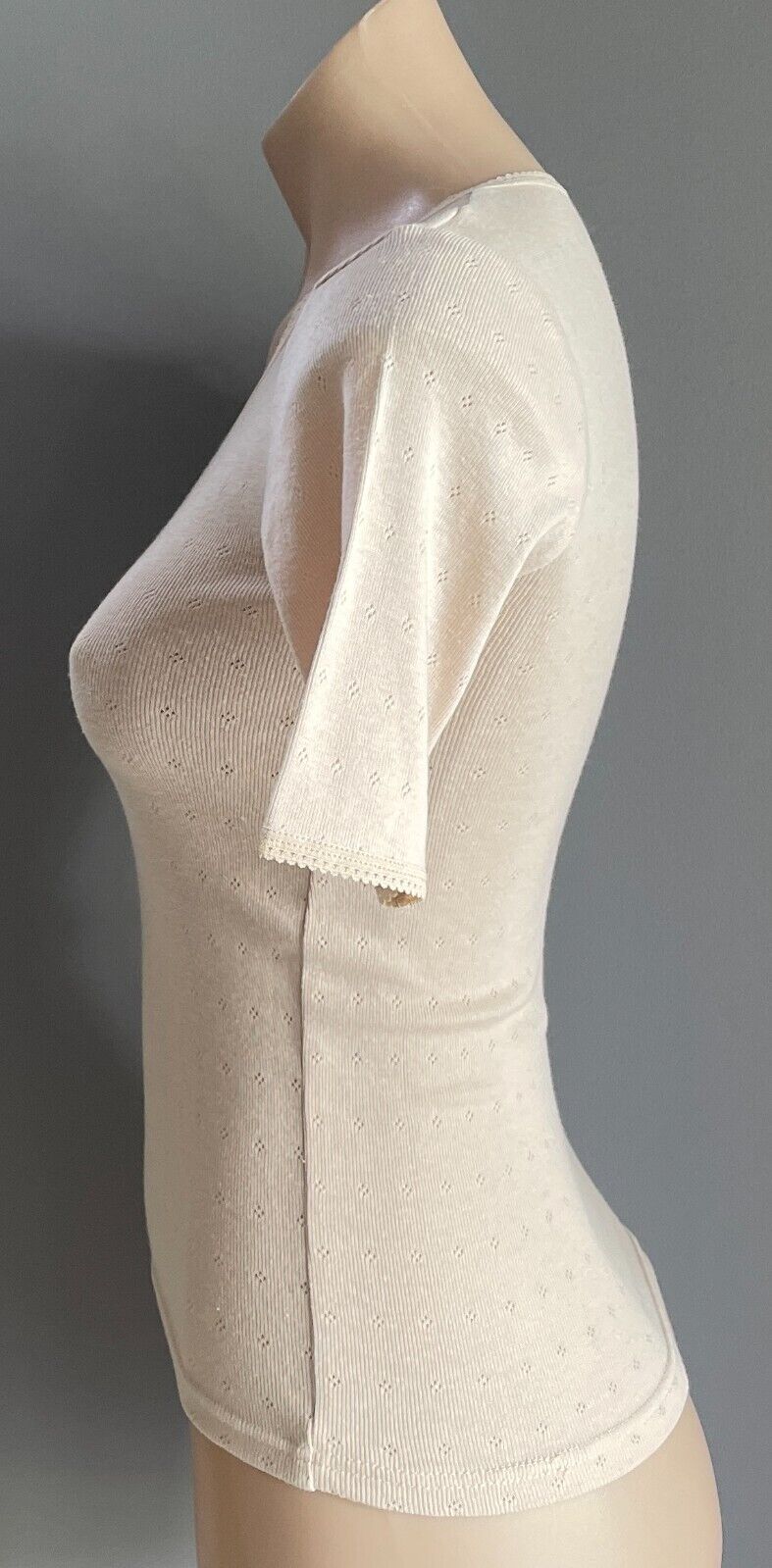 SOLUTIONS Top Beige Short Sleeve Thermal Underwear Ladies Size 10 - 12