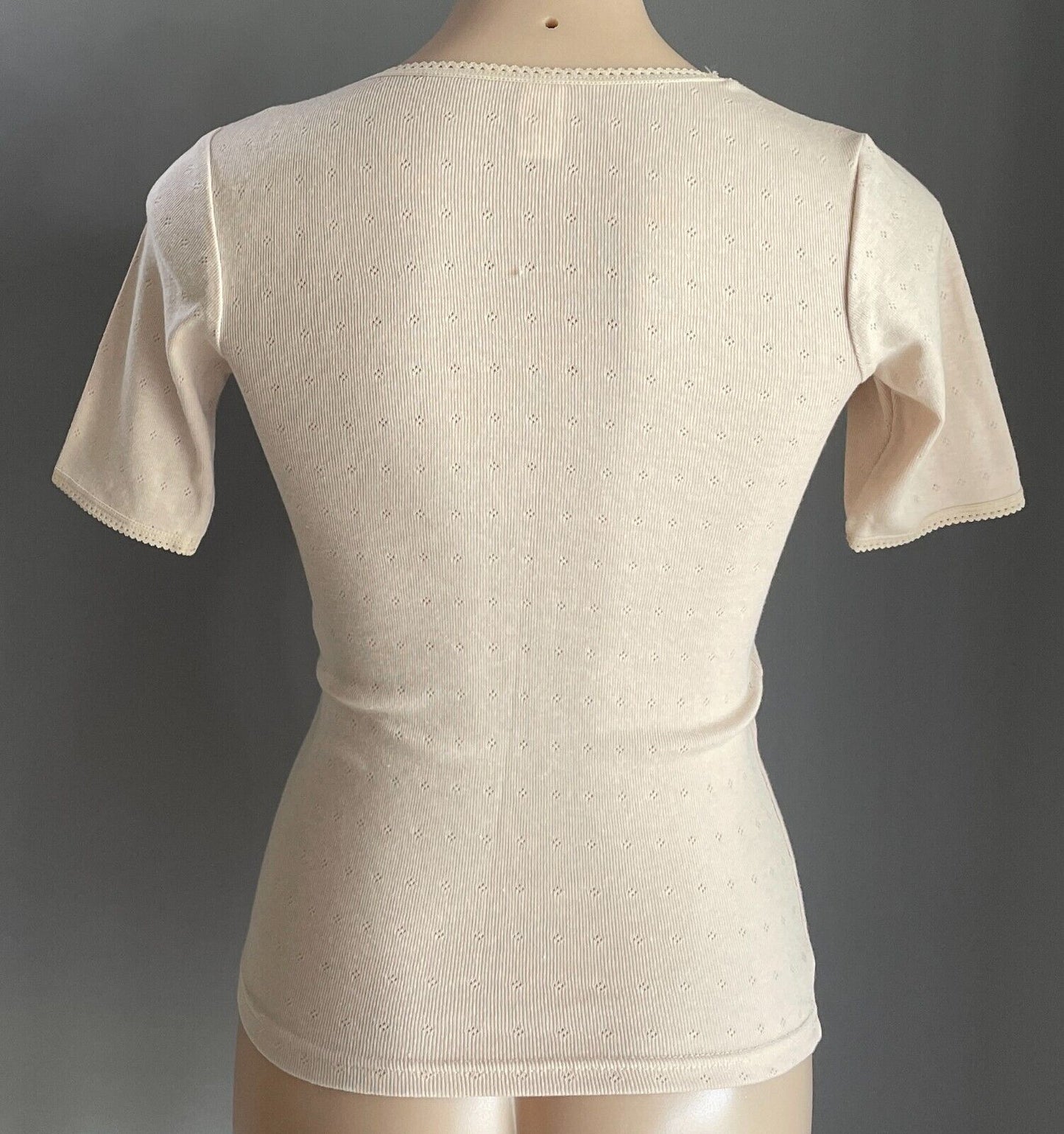 SOLUTIONS Top Beige Short Sleeve Thermal Underwear Ladies Size 10 - 12