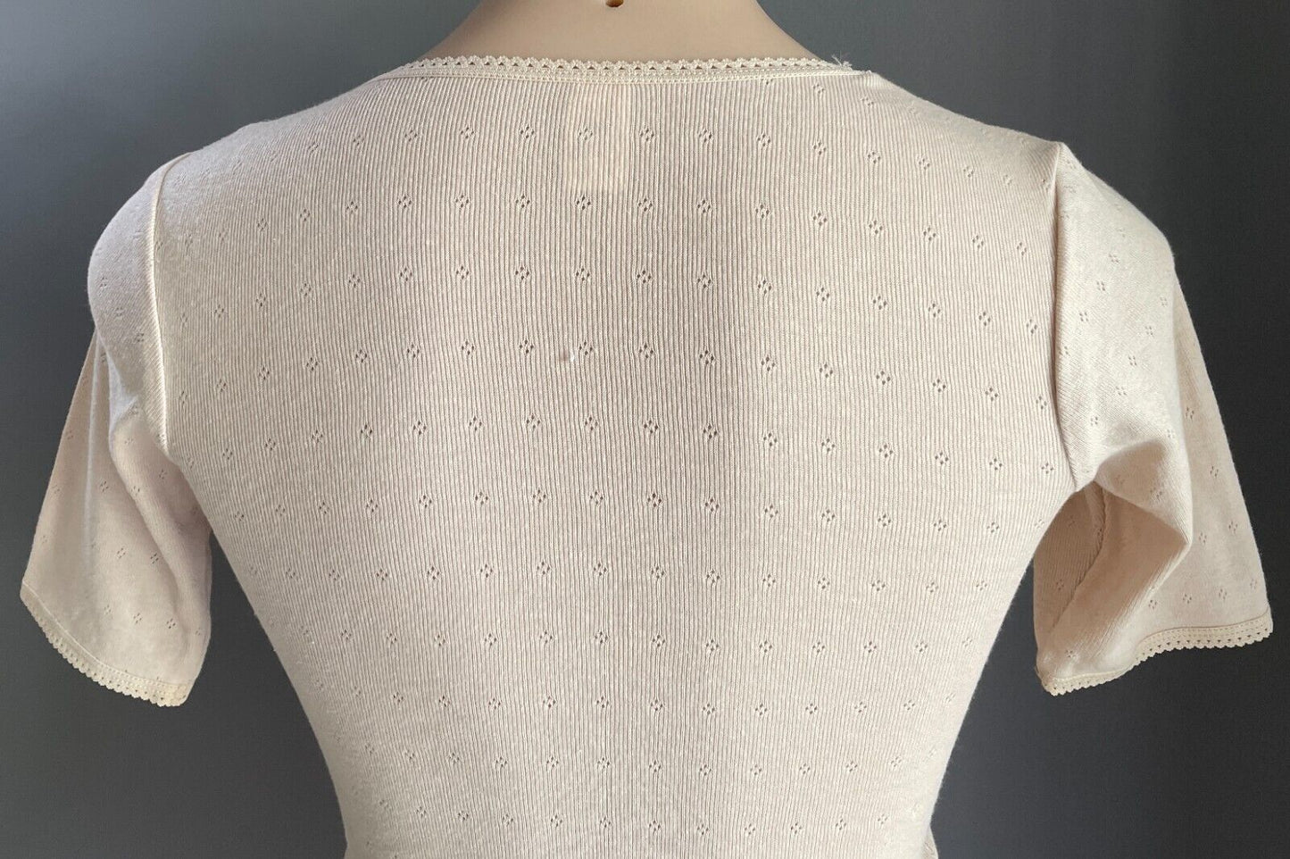 SOLUTIONS Top Beige Short Sleeve Thermal Underwear Ladies Size 10 - 12