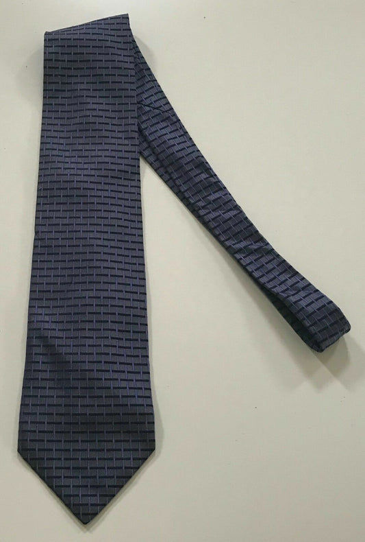 Mens Silk Tie GREGORY CRAVATTE Charcoal Grey Mauve & Black Geo Shiny Jacquard
