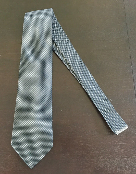 Mens Silk Tie RUDOLPH VALENTINO Black Grey Silver & Off White NeckTie Elegant
