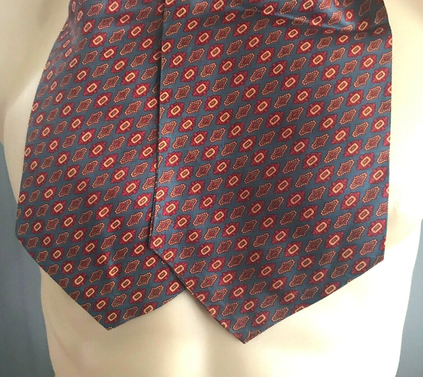 Mens Tie ASCOT CRAVAT Slate Grey Rust Orange Vintage Classic Formal NeckTie