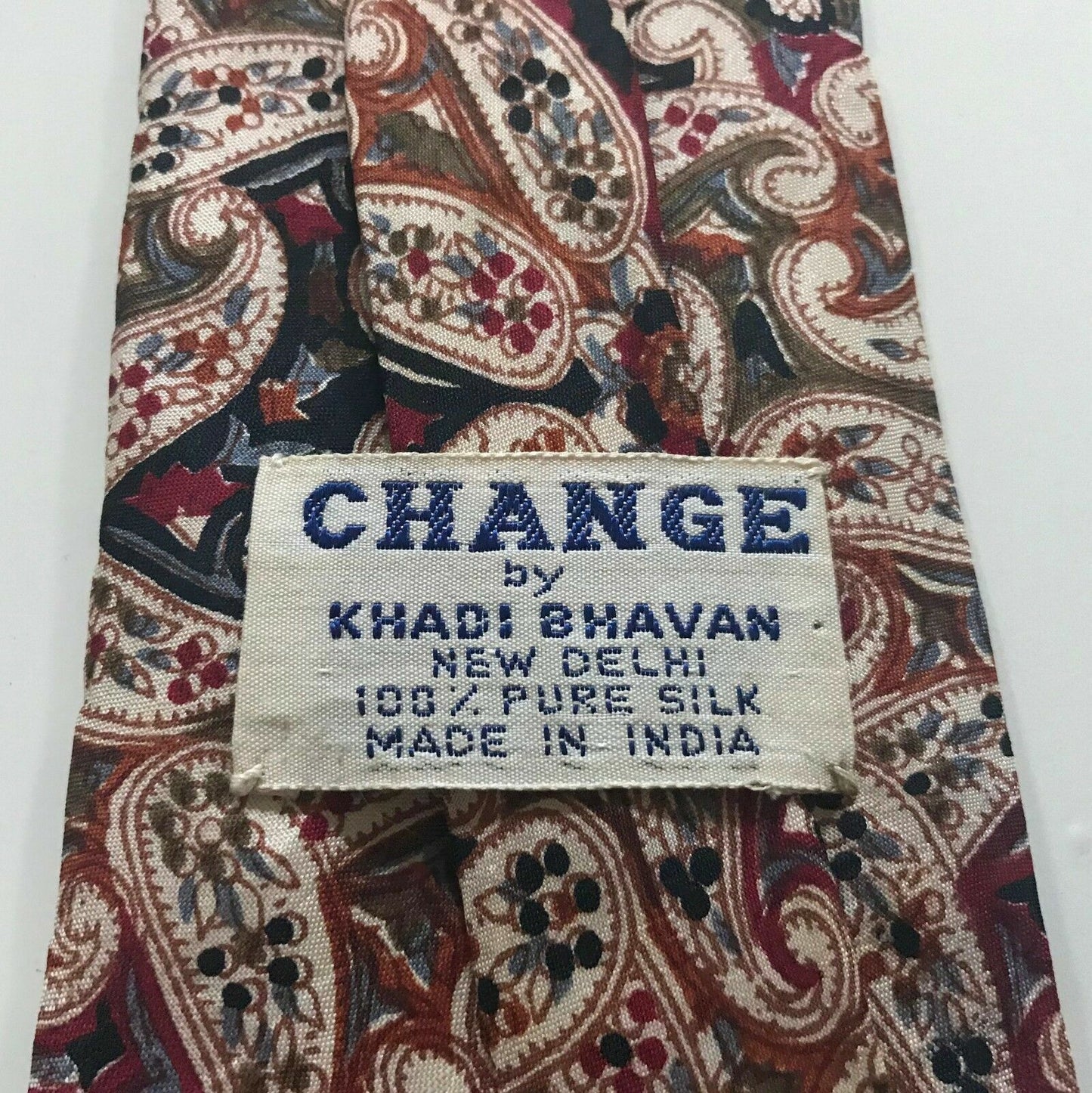 Vintage Mens Silk Tie CHANGE by KHADI SHAVAN  MultiColour Paisley Print