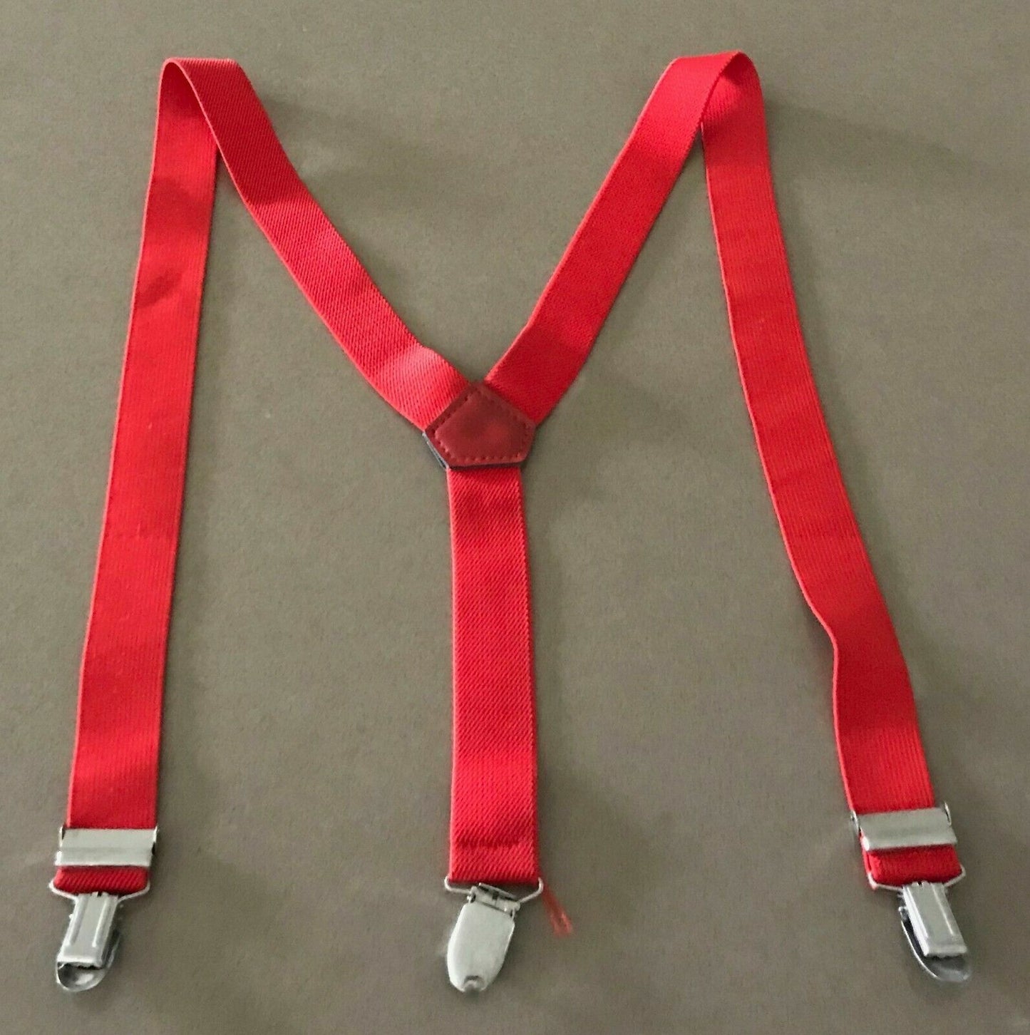Retro Mens Red Suspenders Adjustable Clip on 2.5cm wide Trousers Braces