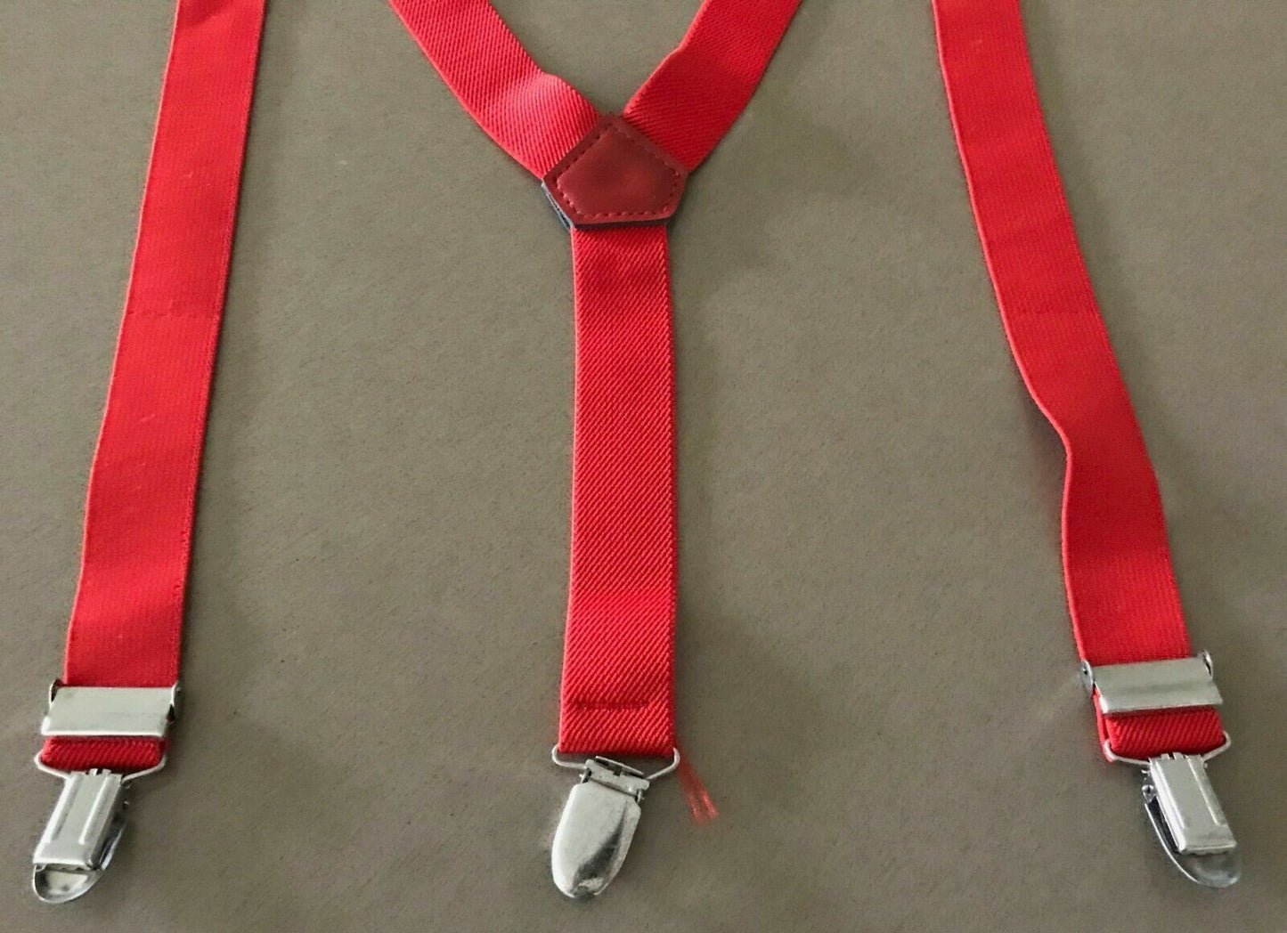 Retro Mens Red Suspenders Adjustable Clip on 2.5cm wide Trousers Braces