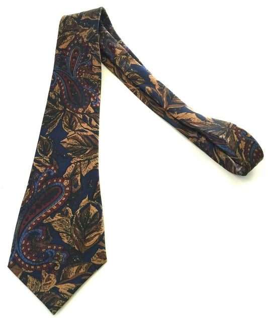 Vintage Mens HARDY AMIES Silk Tie Navy Brown & Burgundy Classic Forma Dressy