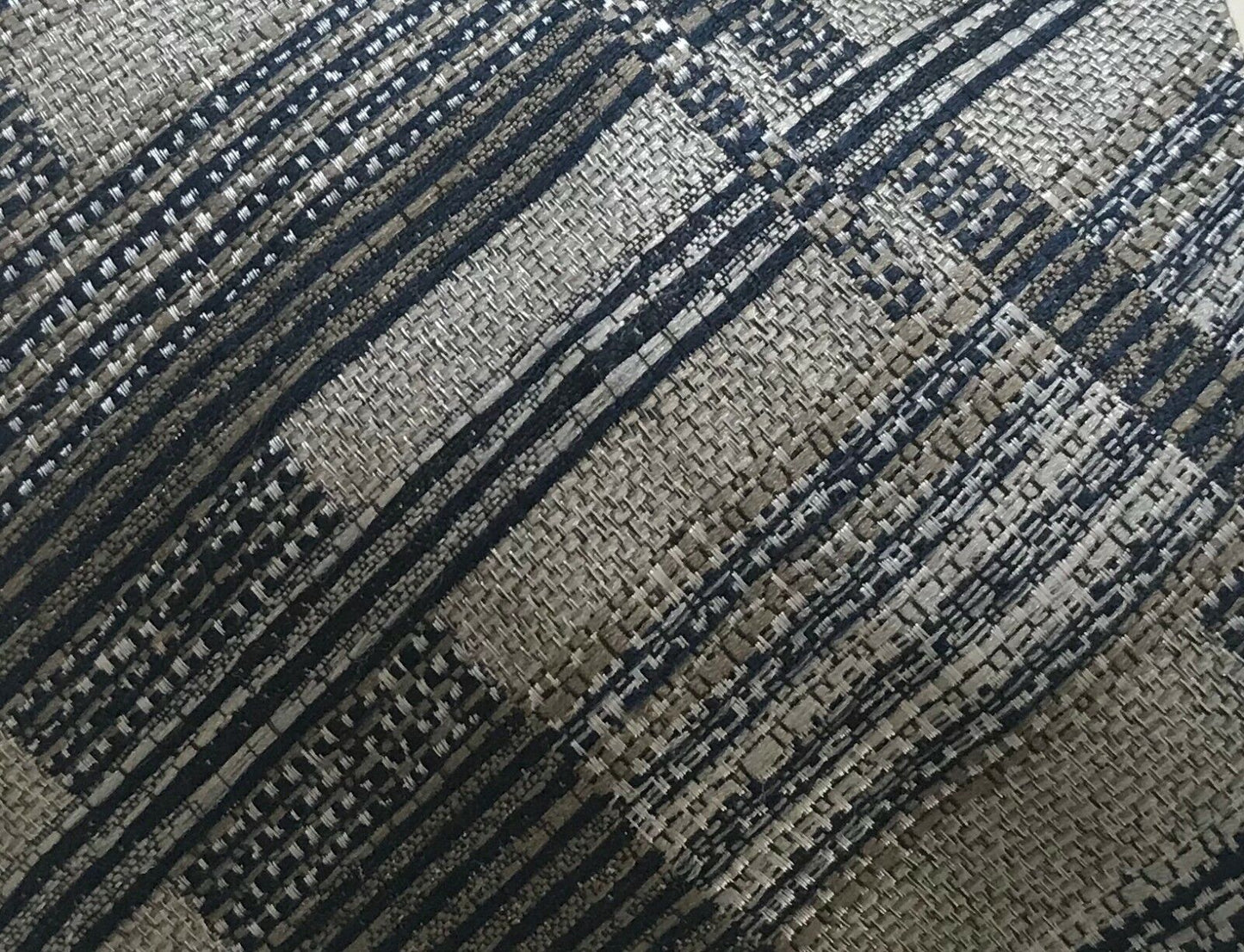 Vintage Mens Neck Tie Grey Taupe Navy & White Irregular Stripe Pattern Mens Tie