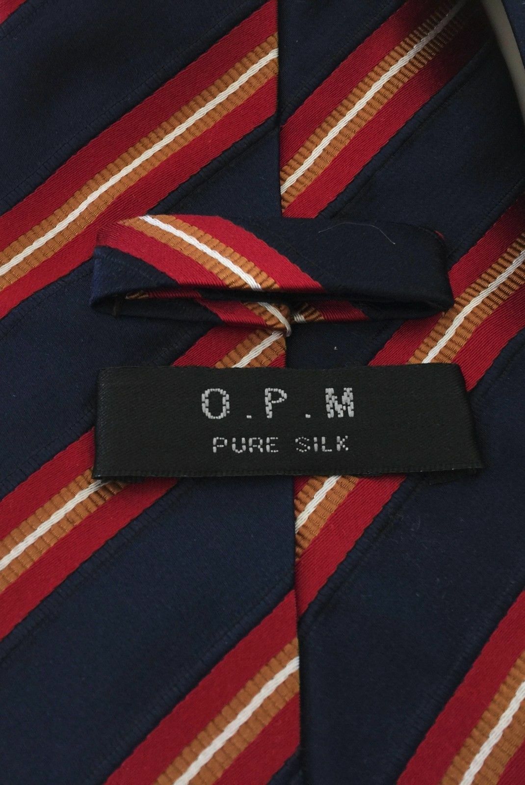 O.P.M  Mens Silk Tie Navy Burgundy Stripe 10 cm NeckTie Retro NEW OPM USA