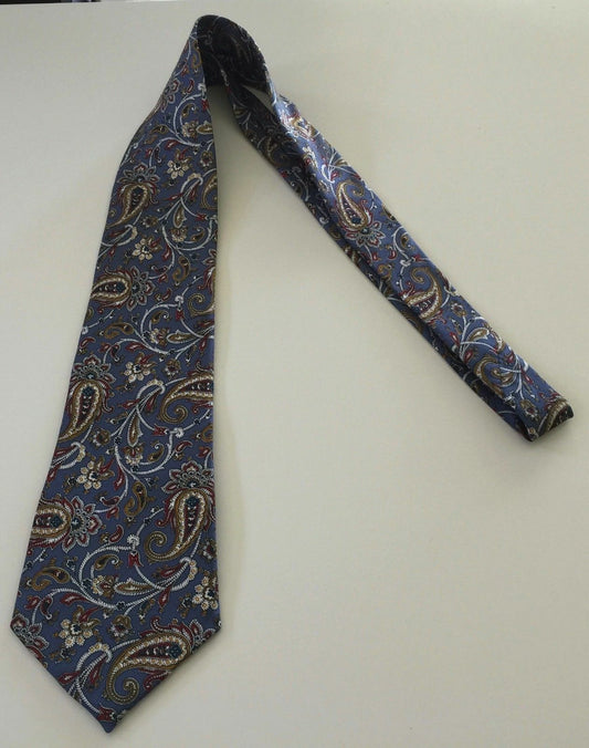 HARDY AMIES Silk NeckTie Retro Multi Coloured Paisley Jacquard Mens 9 cm Wide