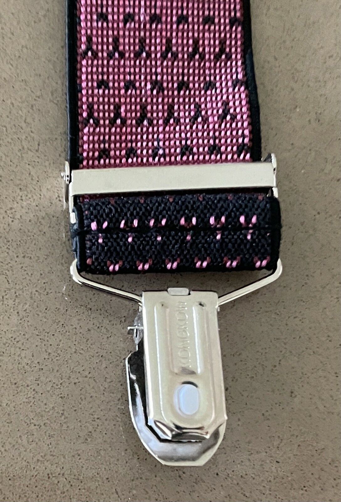 Unisex SUN KONG COW Black & Pink Print Elasticised Clip On Braces Suspenders