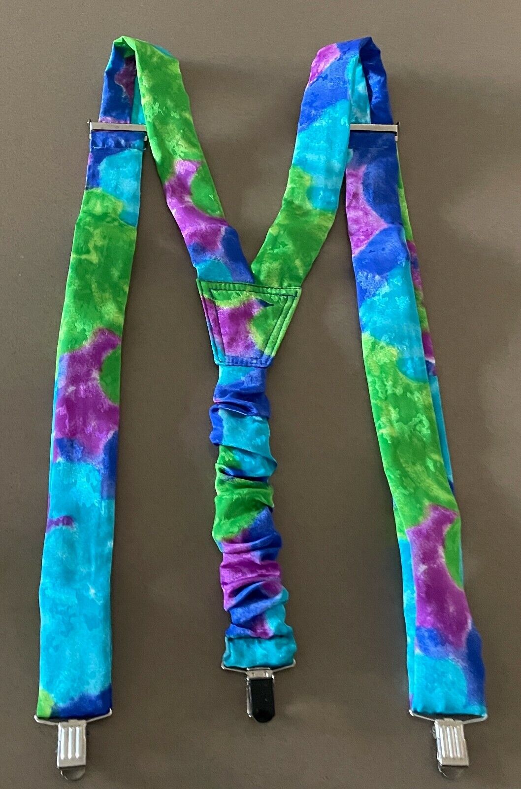 Vtg 1980's BEAU TIES Bright Colour Suspenders Braces Bow Tie Set Adjustable NEW
