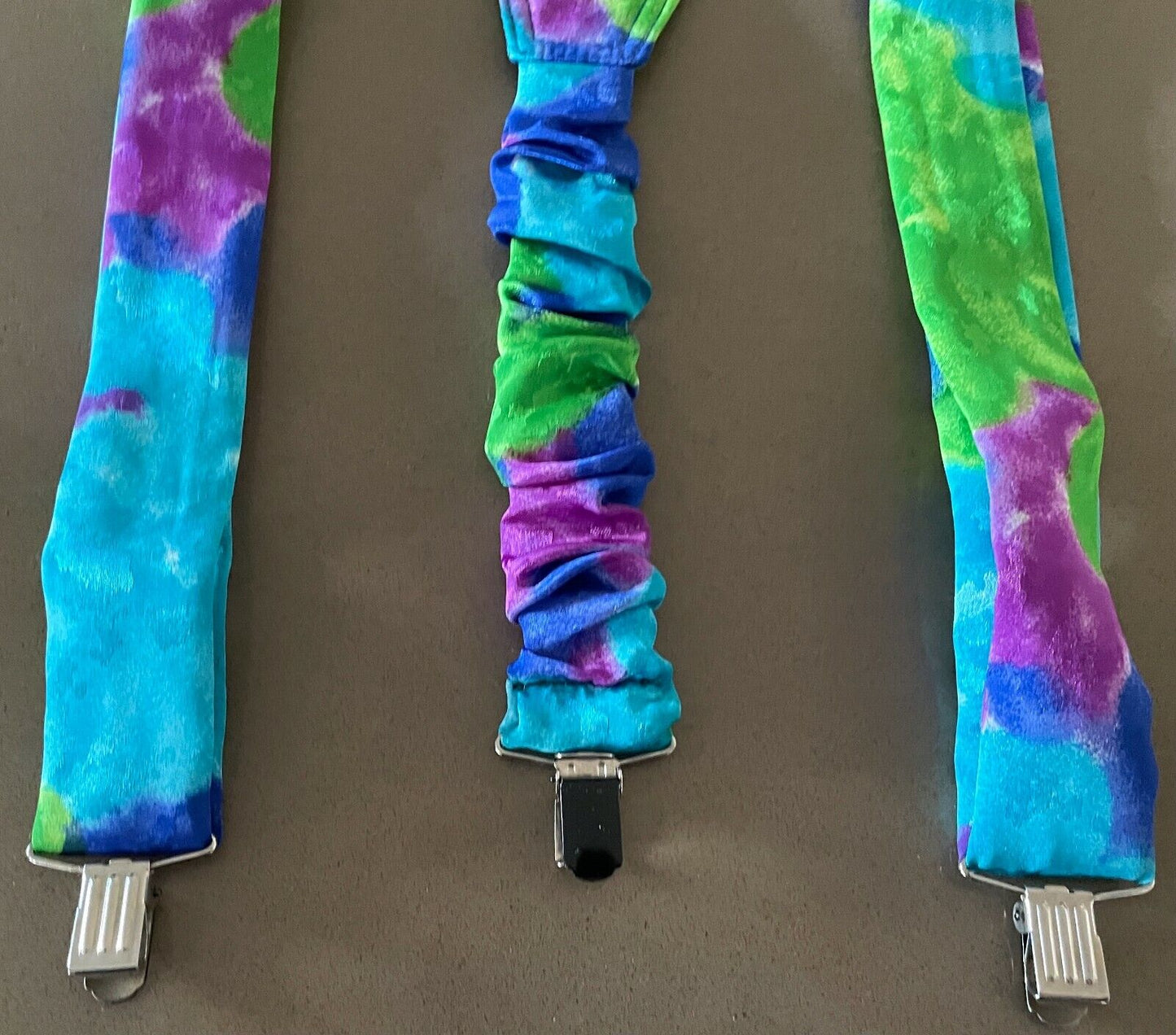Vtg 1980's BEAU TIES Bright Colour Suspenders Braces Bow Tie Set Adjustable NEW
