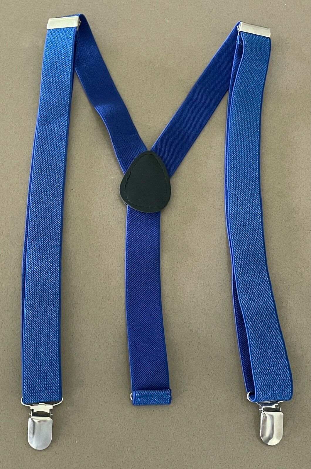 Unisex Braces Suspenders Blue Glitter Elasticised Adjustable 2.5cm Wide
