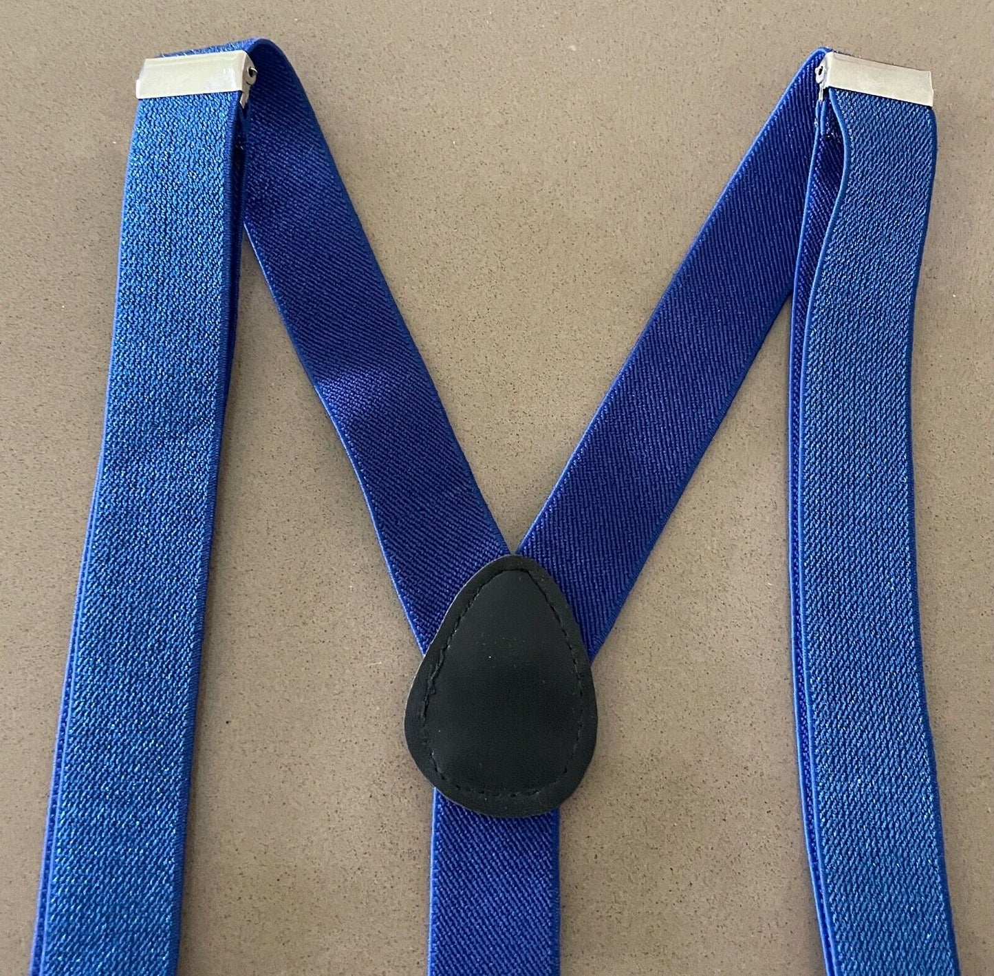 Unisex Braces Suspenders Blue Glitter Elasticised Adjustable 2.5cm Wide