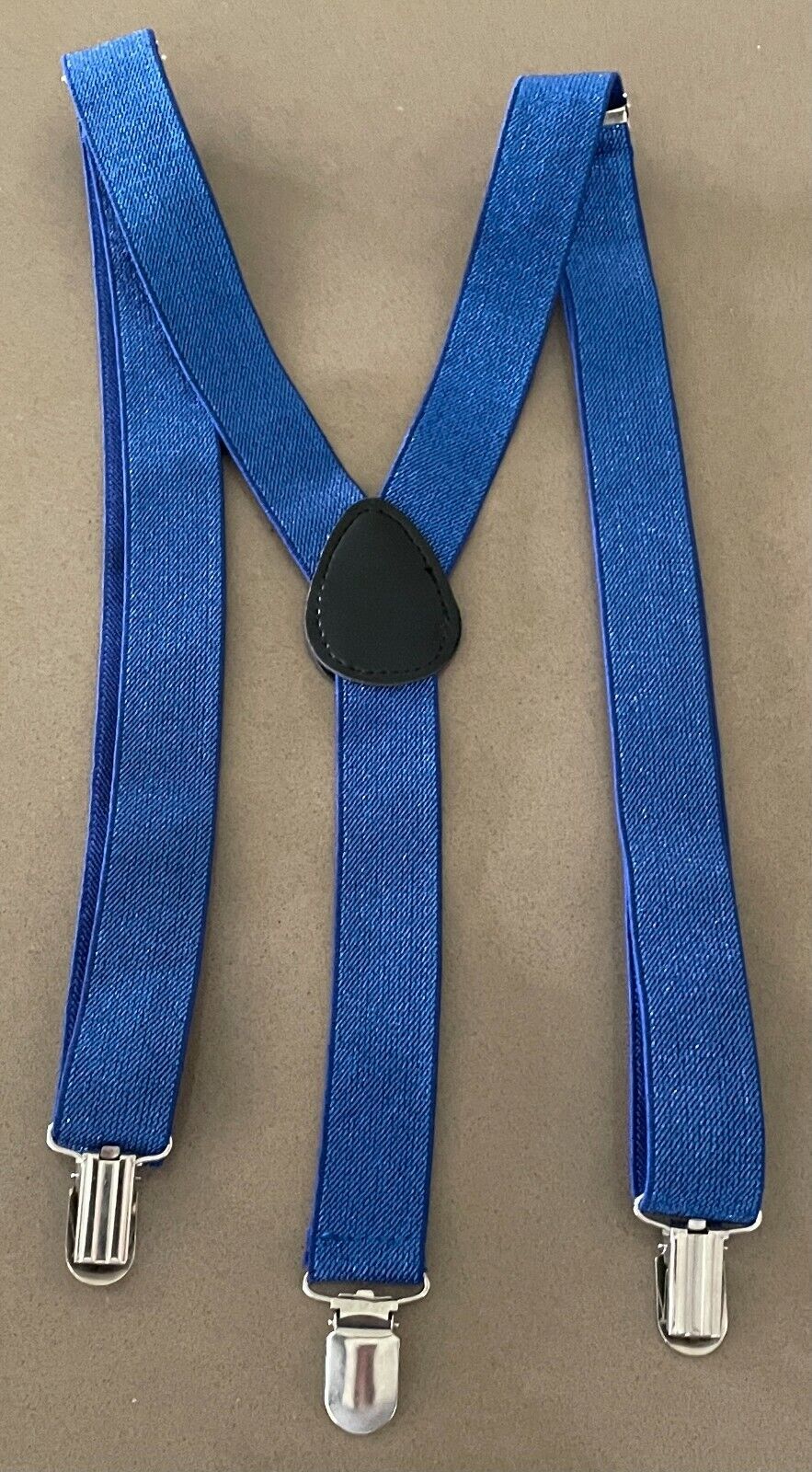 Unisex Braces Suspenders Blue Glitter Elasticised Adjustable 2.5cm Wide
